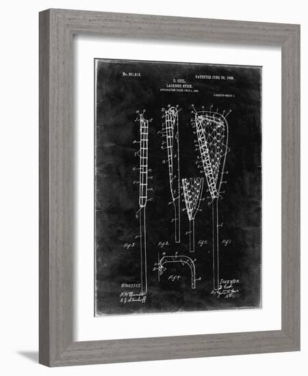 PP166- Black Grunge Lacrosse Stick Patent Poster-Cole Borders-Framed Giclee Print