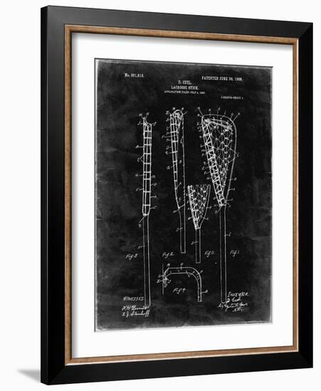 PP166- Black Grunge Lacrosse Stick Patent Poster-Cole Borders-Framed Giclee Print