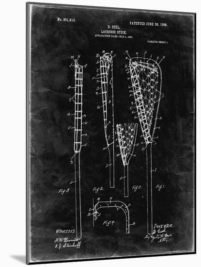 PP166- Black Grunge Lacrosse Stick Patent Poster-Cole Borders-Mounted Giclee Print