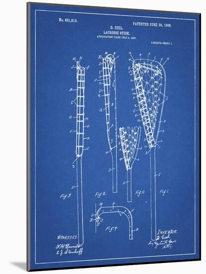 PP166- Blueprint Lacrosse Stick Patent Poster-Cole Borders-Mounted Giclee Print