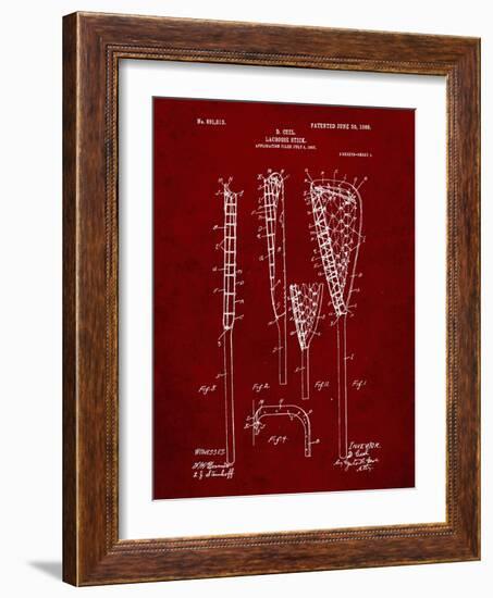 PP166- Burgundy Lacrosse Stick Patent Poster-Cole Borders-Framed Giclee Print