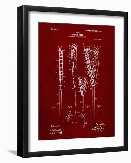PP166- Burgundy Lacrosse Stick Patent Poster-Cole Borders-Framed Giclee Print