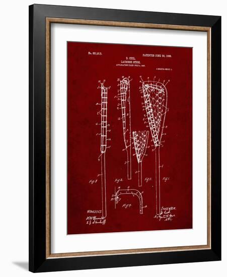 PP166- Burgundy Lacrosse Stick Patent Poster-Cole Borders-Framed Giclee Print