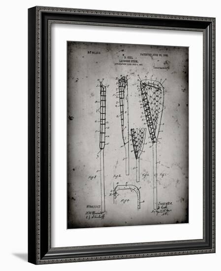 PP166- Faded Grey Lacrosse Stick Patent Poster-Cole Borders-Framed Giclee Print