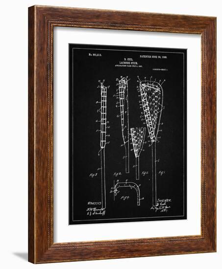 PP166- Vintage Black Lacrosse Stick Patent Poster-Cole Borders-Framed Giclee Print