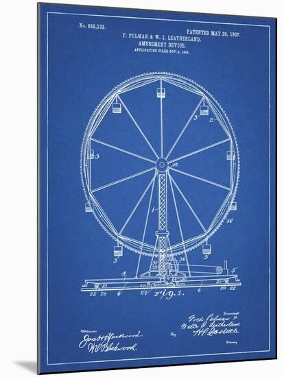 PP167- Blueprint Ferris Wheel Poster-Cole Borders-Mounted Giclee Print