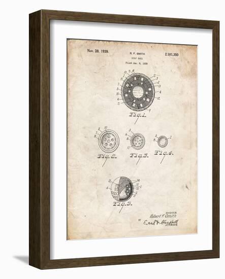 PP168- Vintage Parchment Golf Ball Uniformity Patent Poster-Cole Borders-Framed Giclee Print