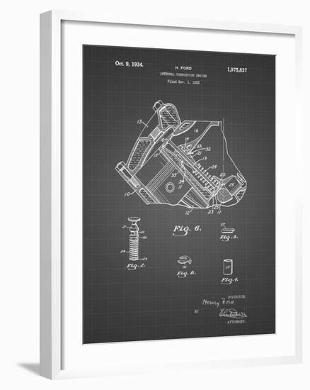 PP172- Black Grid Ford V-8 Combustion Engine 1934 Patent Poster-Cole Borders-Framed Giclee Print