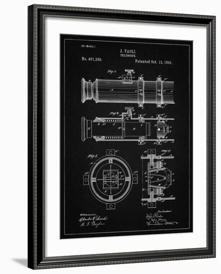 PP180- Vintage Black Antique Telescope 1891 Patent Poster-Cole Borders-Framed Giclee Print