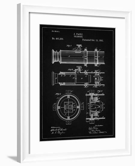 PP180- Vintage Black Antique Telescope 1891 Patent Poster-Cole Borders-Framed Giclee Print