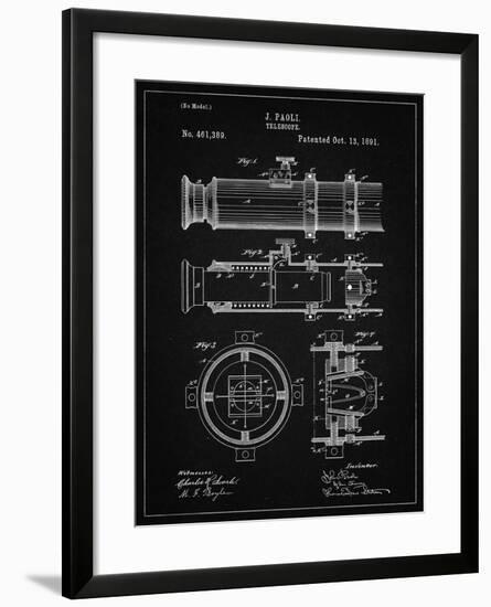 PP180- Vintage Black Antique Telescope 1891 Patent Poster-Cole Borders-Framed Giclee Print