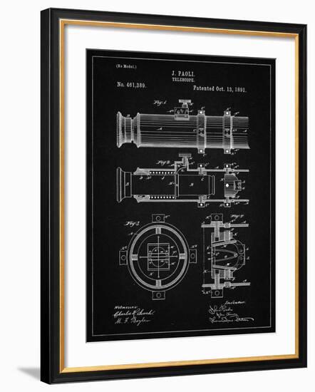 PP180- Vintage Black Antique Telescope 1891 Patent Poster-Cole Borders-Framed Giclee Print