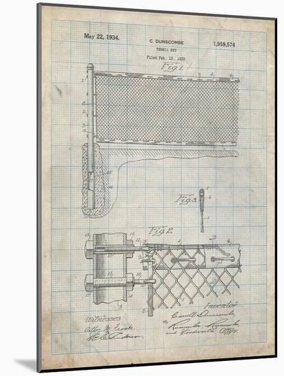 PP181- Antique Grid Parchment Tennis Net Patent Poster-Cole Borders-Mounted Giclee Print