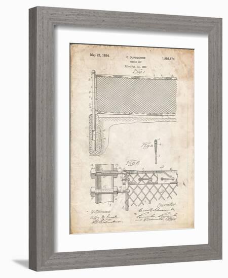 PP181- Vintage Parchment Tennis Net Patent Poster-Cole Borders-Framed Giclee Print