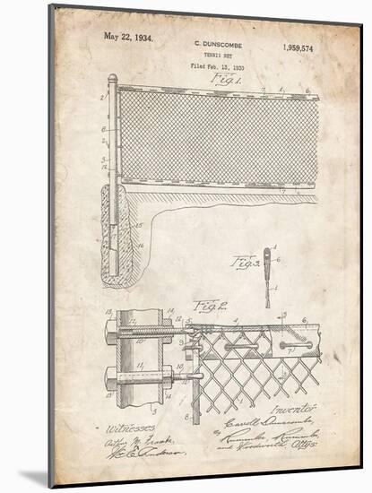 PP181- Vintage Parchment Tennis Net Patent Poster-Cole Borders-Mounted Giclee Print