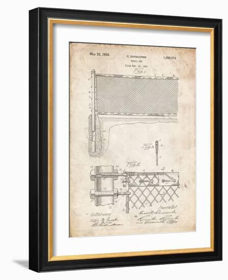 PP181- Vintage Parchment Tennis Net Patent Poster-Cole Borders-Framed Giclee Print