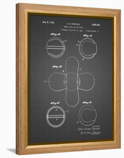 PP182- Black Grid Tennis Ball 1932 Patent Poster-Cole Borders-Framed Premier Image Canvas