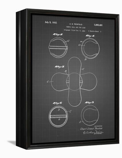 PP182- Black Grid Tennis Ball 1932 Patent Poster-Cole Borders-Framed Premier Image Canvas