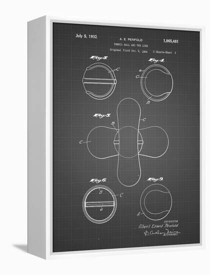 PP182- Black Grid Tennis Ball 1932 Patent Poster-Cole Borders-Framed Premier Image Canvas