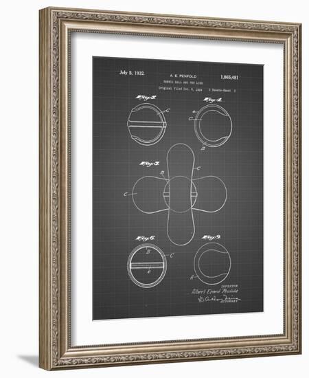 PP182- Black Grid Tennis Ball 1932 Patent Poster-Cole Borders-Framed Giclee Print