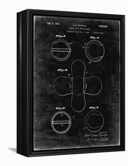 PP182- Black Grunge Tennis Ball 1932 Patent Poster-Cole Borders-Framed Premier Image Canvas