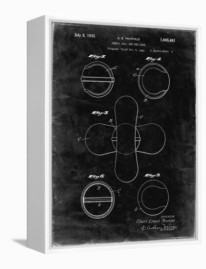 PP182- Black Grunge Tennis Ball 1932 Patent Poster-Cole Borders-Framed Premier Image Canvas