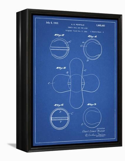 PP182- Blueprint Tennis Ball 1932 Patent Poster-Cole Borders-Framed Premier Image Canvas