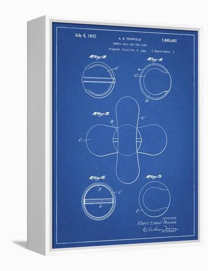 PP182- Blueprint Tennis Ball 1932 Patent Poster-Cole Borders-Framed Premier Image Canvas