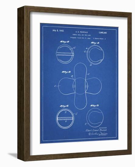 PP182- Blueprint Tennis Ball 1932 Patent Poster-Cole Borders-Framed Giclee Print