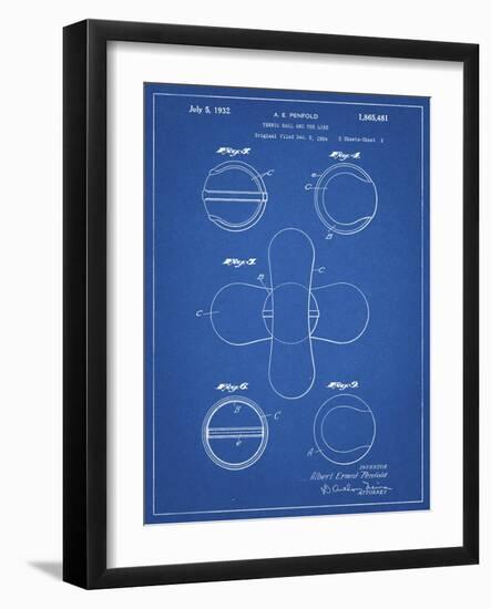 PP182- Blueprint Tennis Ball 1932 Patent Poster-Cole Borders-Framed Giclee Print