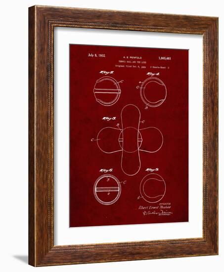 PP182- Burgundy Tennis Ball 1932 Patent Poster-Cole Borders-Framed Giclee Print