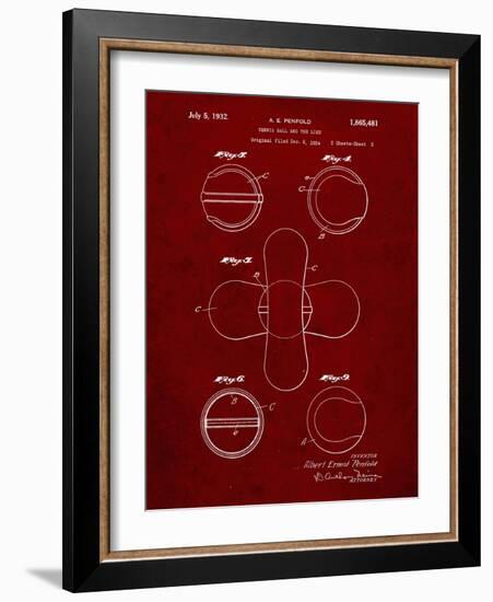 PP182- Burgundy Tennis Ball 1932 Patent Poster-Cole Borders-Framed Giclee Print