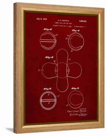 PP182- Burgundy Tennis Ball 1932 Patent Poster-Cole Borders-Framed Premier Image Canvas