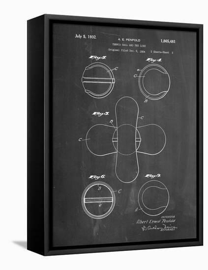 PP182- Chalkboard Tennis Ball 1932 Patent Poster-Cole Borders-Framed Premier Image Canvas