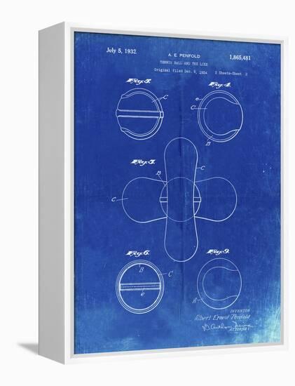 PP182- Faded Blueprint Tennis Ball 1932 Patent Poster-Cole Borders-Framed Premier Image Canvas