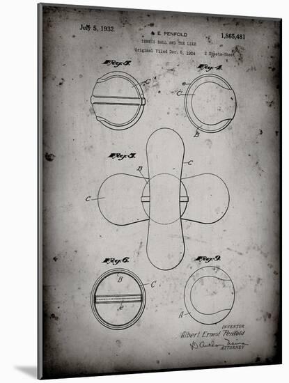 PP182- Faded Grey Tennis Ball 1932 Patent Poster-Cole Borders-Mounted Giclee Print