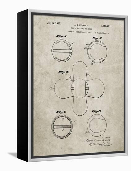 PP182- Sandstone Tennis Ball 1932 Patent Poster-Cole Borders-Framed Premier Image Canvas