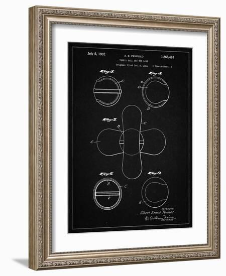 PP182- Vintage Black Tennis Ball 1932 Patent Poster-Cole Borders-Framed Giclee Print