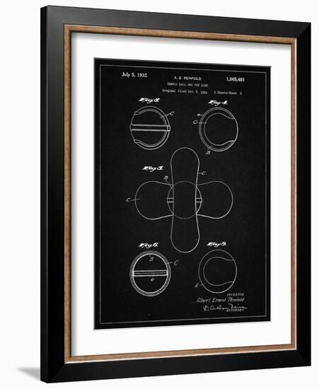 PP182- Vintage Black Tennis Ball 1932 Patent Poster-Cole Borders-Framed Giclee Print