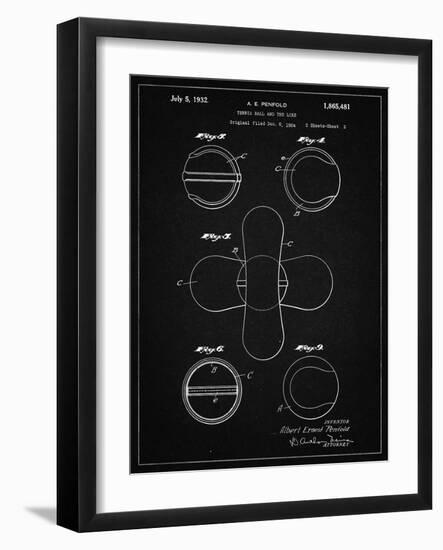 PP182- Vintage Black Tennis Ball 1932 Patent Poster-Cole Borders-Framed Giclee Print