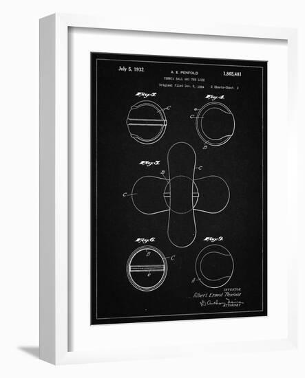 PP182- Vintage Black Tennis Ball 1932 Patent Poster-Cole Borders-Framed Giclee Print