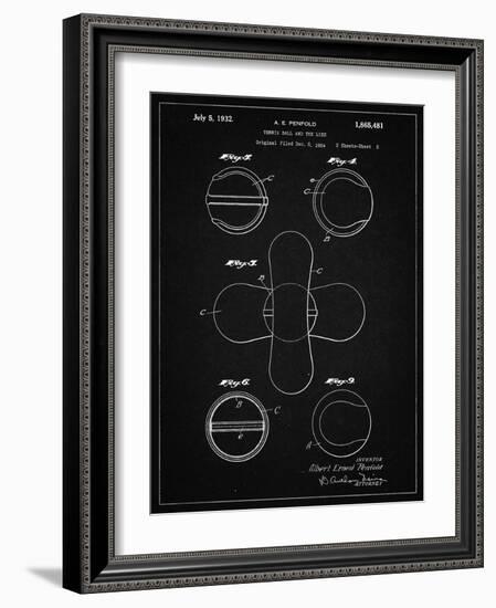 PP182- Vintage Black Tennis Ball 1932 Patent Poster-Cole Borders-Framed Giclee Print