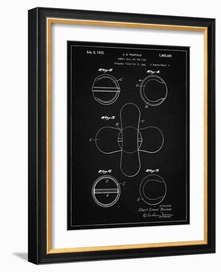 PP182- Vintage Black Tennis Ball 1932 Patent Poster-Cole Borders-Framed Giclee Print