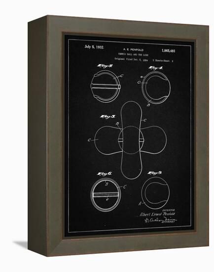 PP182- Vintage Black Tennis Ball 1932 Patent Poster-Cole Borders-Framed Premier Image Canvas