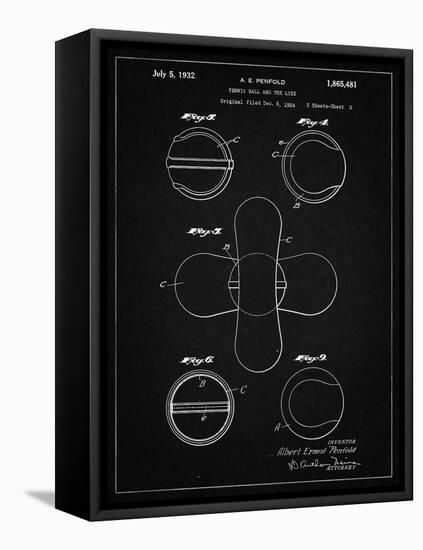 PP182- Vintage Black Tennis Ball 1932 Patent Poster-Cole Borders-Framed Premier Image Canvas