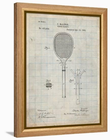 PP183- Antique Grid Parchment Tennis Racket 1892 Patent Poster-Cole Borders-Framed Premier Image Canvas