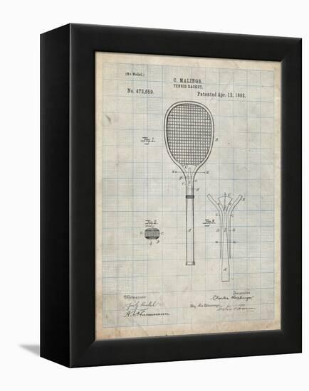 PP183- Antique Grid Parchment Tennis Racket 1892 Patent Poster-Cole Borders-Framed Premier Image Canvas
