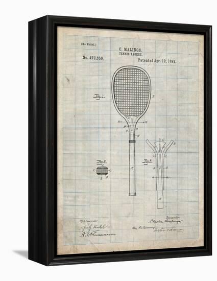 PP183- Antique Grid Parchment Tennis Racket 1892 Patent Poster-Cole Borders-Framed Premier Image Canvas