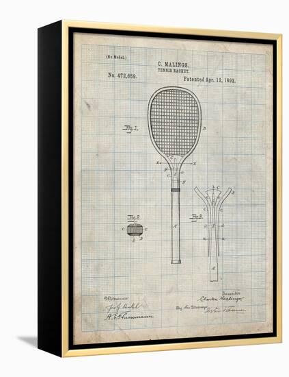 PP183- Antique Grid Parchment Tennis Racket 1892 Patent Poster-Cole Borders-Framed Premier Image Canvas