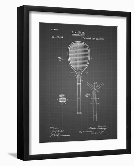 PP183- Black Grid Tennis Racket 1892 Patent Poster-Cole Borders-Framed Giclee Print